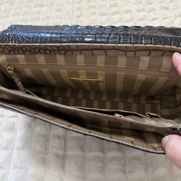 Brahmin Hudson Shoulder Bag Purse Handbag Cross Embossed Leather Flap Designer - Picture 9 of 12